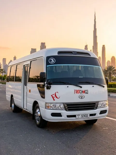 First Choice Coaster bus 03 on a Dubai road