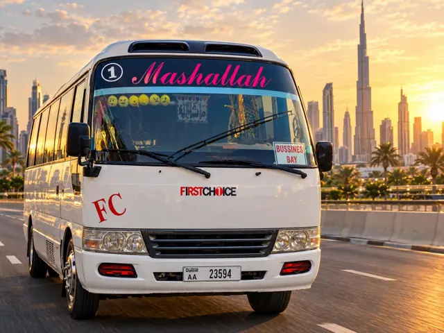 First Choice staff transport bus 01 with Business Bay destination