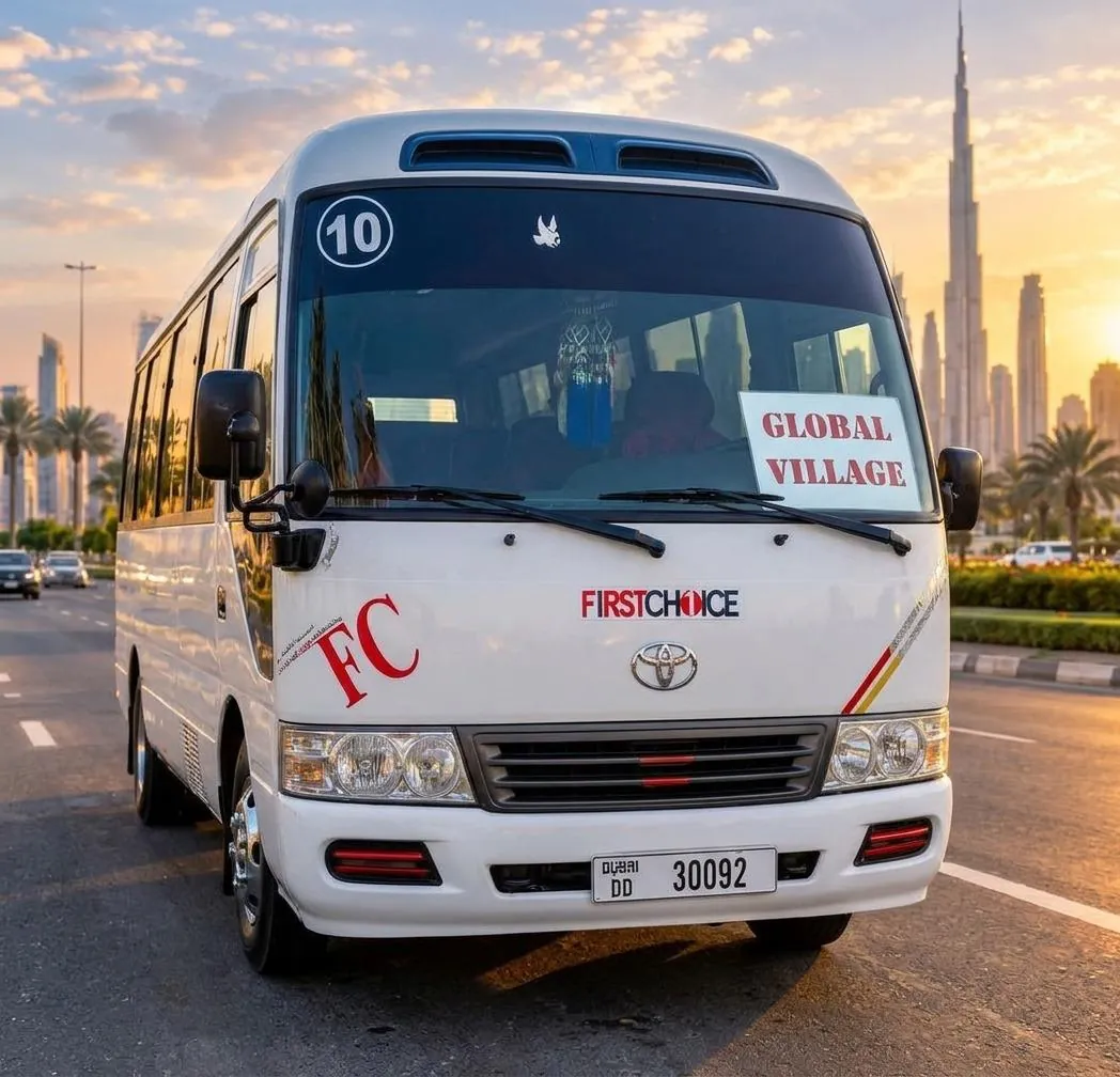 First Choice bus 10 with a Global Village destination sign